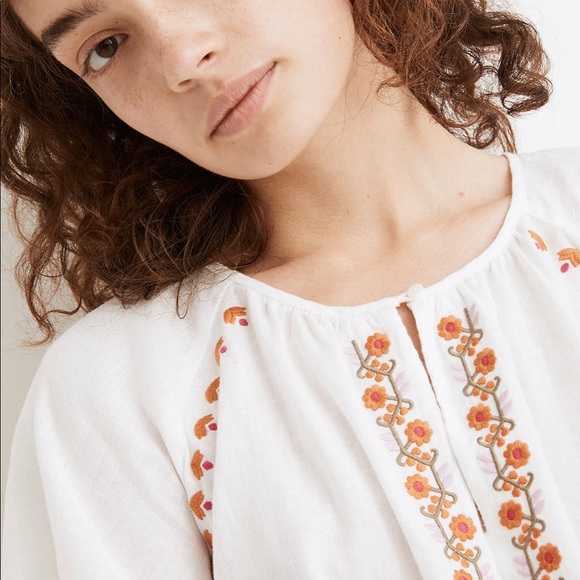 Madewell Raglan Embroidered Ruffle Mini Dress - Picture 3 of 4